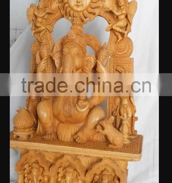 Wooden Handicraft Wood Carving Hindu God Ganesha Rich Art And Craft Jaipur Rajasthan India Artisan Statue Sculpture photo-2