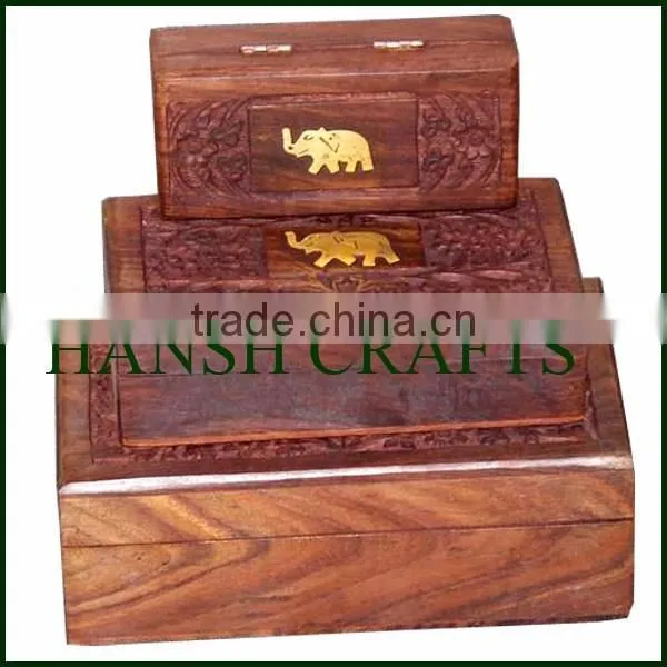 Carved Wooden Box Brass Inlay Wooden Box Brass Inlay Hand Carved Wooden Box photo-2