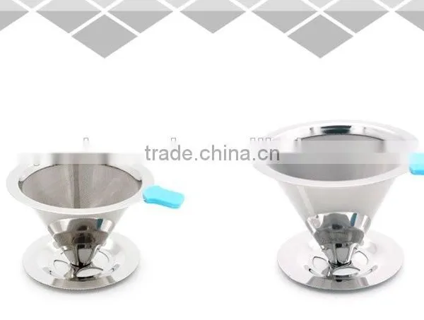 Amazon best selling Pour Over Cone Dripper Reusable washable Coffee Mesh Filter with silicone handle