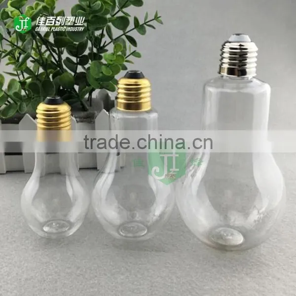 Factory Supply Screw Alu.Cap Wholesale Plastic Drinking Beverage Bottle 300ml Light Bulb Custom Plastic Beverage Bottles