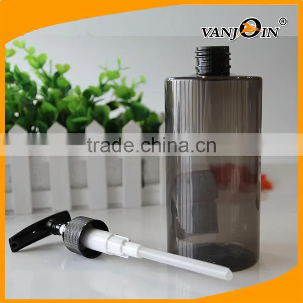 350ml Transparent Grey Cylindrical Lotion Pump Bottle photo-3