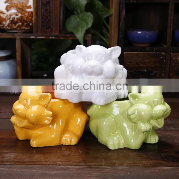 Uqniue Decor Small Animal Ceramic Cat Garden Planter photo-2