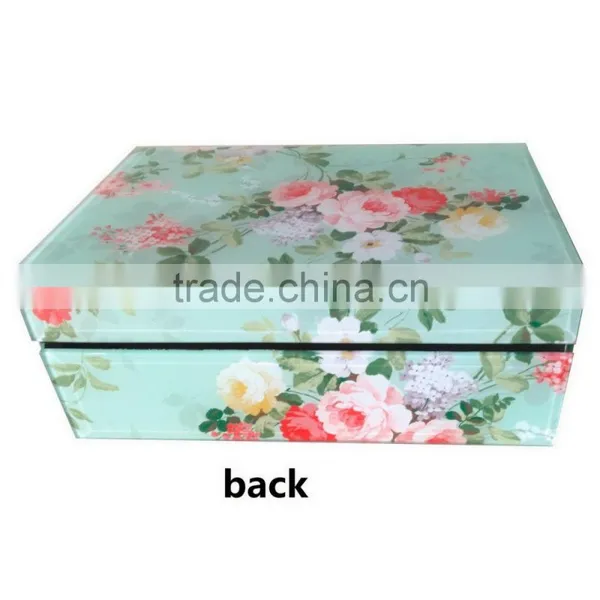 Flower Pattern Glass Mirror Jewelry Box photo-2
