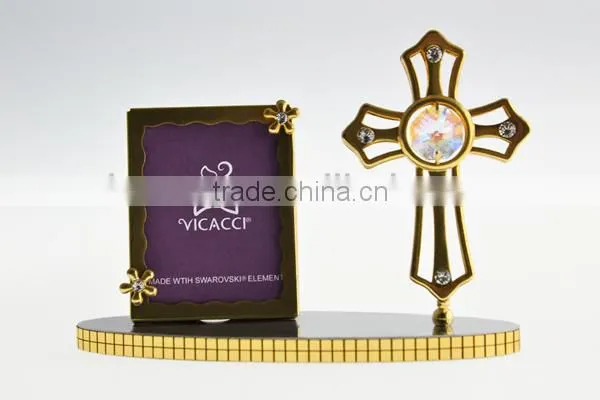 New Product 24K Gold Plated Cross Photo Holder With Crystals From Swarovski photo-4