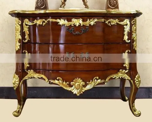 Classico European Style Ruby Red Solid Wood Carving Bombe Chest With Chinoiseries Landscape Handpainiting BF12-04244a photo-3