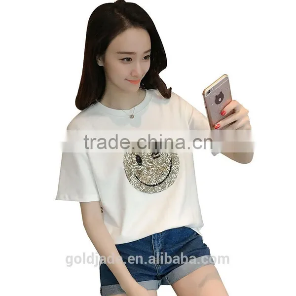 White Woman Fashion Design Custom Printing 100% Cotton Soft Loose Women's t Shirts Cotton photo-5