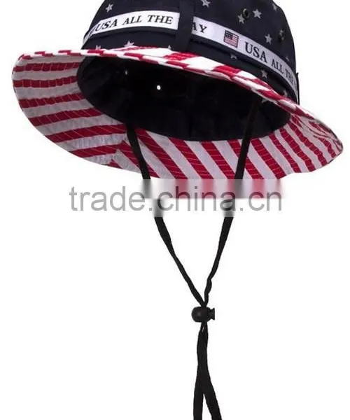 Custom Hot Sale American Flag Bucket Hat+String photo-3