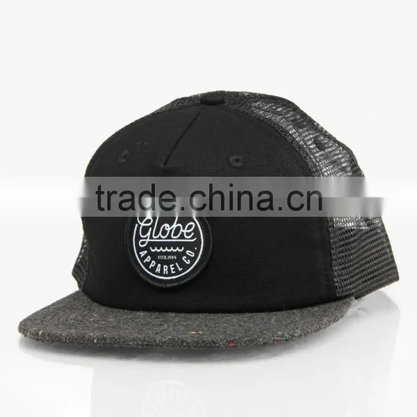 5 Panel Embroidery Patch Flat Brim Custom Cheap Trucker Cap photo-2