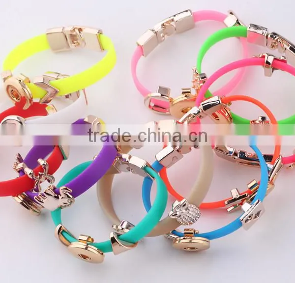 High End Snap Button Cuff Bangle Double Layers Zinc Alloy Cuff Bangle Silver Plating Women Cuff Bangle With Diy Snap Button photo-2