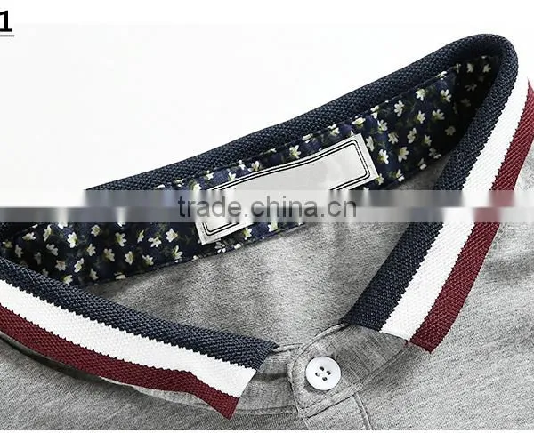 Sports 100% Cotton Breathable Light Matching Color Knitted Short Sleeve Golf POLO t Shirt for Men photo-2
