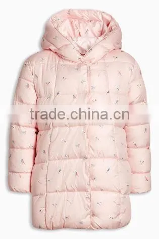 2017New Design Winter Kid Fashion Print Padded Jacket Coat Girls Outwear Pinky photo-3