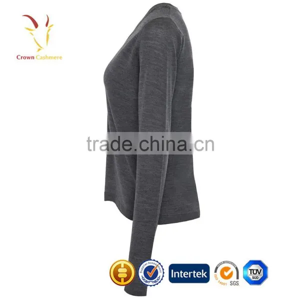 Women Knitted Grey Cashmere Cardigan Sweater photo-2