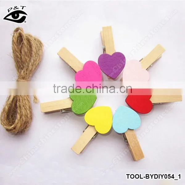 Mini Heart Love Wooden Craft Clips For Photo Wall Papers Party DIY Tools photo-2