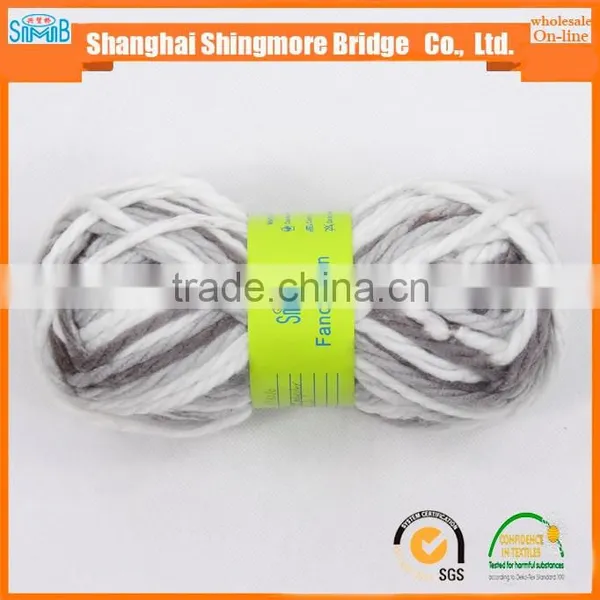 China Fancy Yarn Supplier Cheapest Wholesale 50% Acrylic 50% Polyester Yarn, Long Space Dyed Chunky Acrylic Yarn photo-4