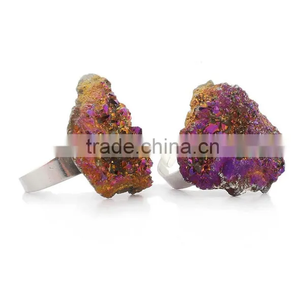 Raw Crystal Natural Stone Irregular Pendant Ring photo-3