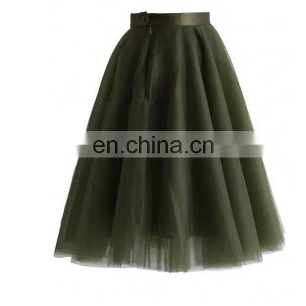 Mesh Tulle Skirt in Olive photo-3