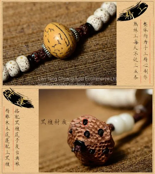 Diayam Zi on the High-density Bodhi Hand Barrel Bead Wooden Bead Necklace Jewelry Bracelet Beads Lotus 108 photo-2