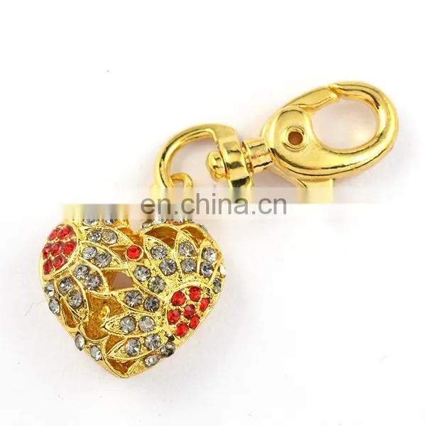 Wholesale Promotion Custom Metal Pendant 3D Gold Heart Keyring With Rhinestone photo-3