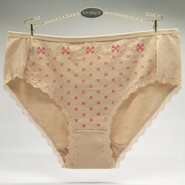 Yun Meng Ni Sexy Underwear Soft Lace Trim Ladies Briefs Big Size XXL XXXL XXXXL Cotton Women Panties photo-2