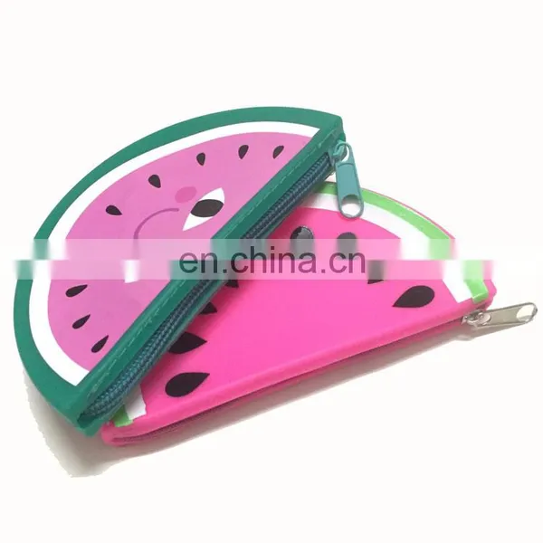 Half Circle Watermelon Fruit Shape Mini Coin Wallet Fashion Trendy Girls Purse Silicone Bags photo-5