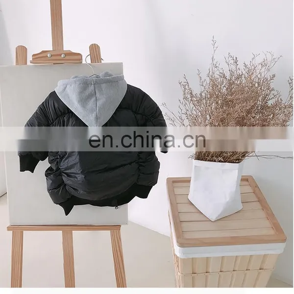 3423/ Best Selling Patchwork Windproof Jacket Long Coat for Kids Hooded High Quality Black Girl Jacket photo-3