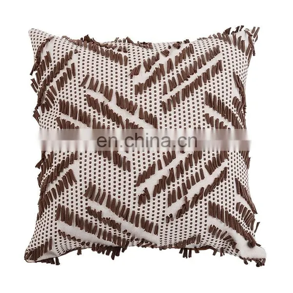 Boho Style Colorful Hand Block Indian Pillow Cover Decorative 18X18" Embroidery Chindi Cushion Cover photo-5