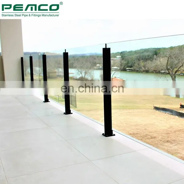 Stainless Steel Black Slotted Pipe Glass Railing Baluster Balcony Stainless Steel Glass Balustrade photo-4