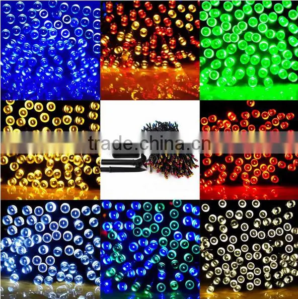 2015 best selling solar led garland string light with black wire and 100 led lights
