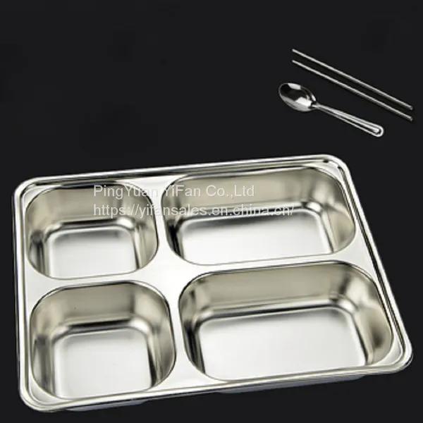 Four Sections Divided Plates 304 Food Grade Lunch Plate photo-3