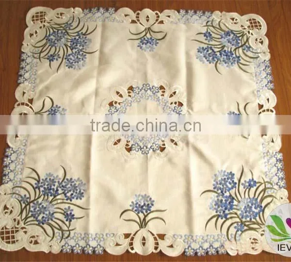 Blue and Beige Luxurious Handmade Printed Fiber Optic Table Cloth Wholesale Tablecloth Lmzc1007(8)K