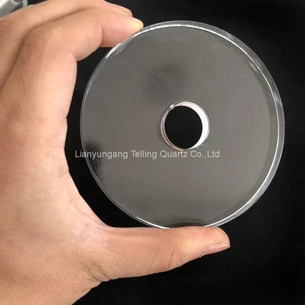 Laser Drilling Circular Clear Quartz Plate Sheet With Hole Optical Quartz Glass Plate Disc photo-2