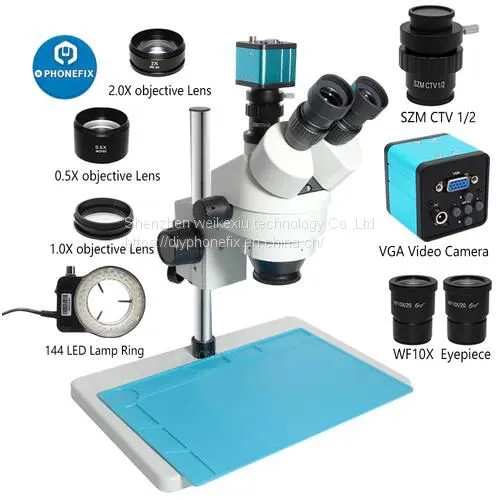Industry 3.5X-90X Simul-Focal Trinocular Stereo Microscope for PCB Repair photo-3