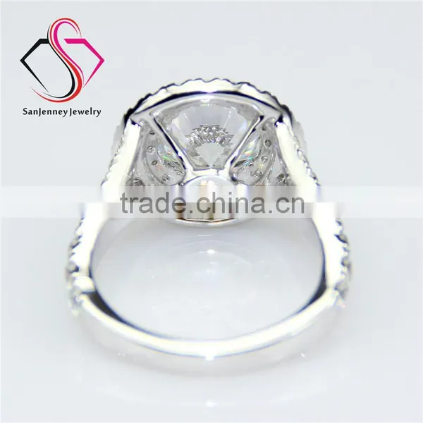 Round Brilliant Cut Moissanite 2CT 8.0mm Center Double Halo 14k 18k White Yellow Gold Halo Diamond Engagement Ring photo-2