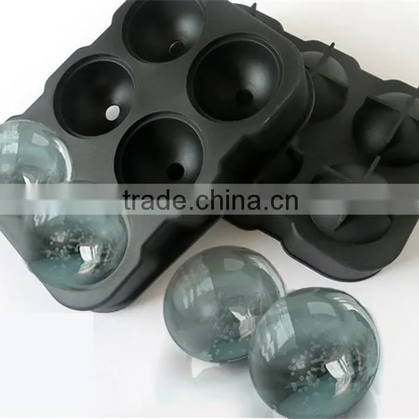FDA&SGS 4pcs Silicone Ice Ball Mold Maker, Silicone Whiskey Ice Ball Mold Cheap Silicone Ice Ball Tray photo-2