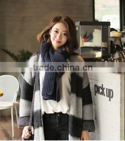 New Korea Fashion Winter Plain Acrylic Crochet Unisex Woman Man Ladies Knitted Scarf photo-3