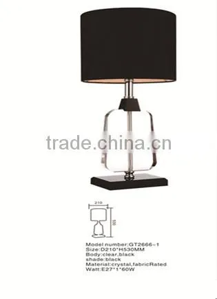 Cheap Price Black Stainless Steel Base Crystal Table Lamp for Home and Hotel