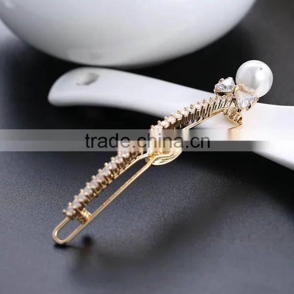 HappyBaby Shinning Pearl Barrettes CZ Diamond Rhinestone Headwear Hair Clips Hairpin Hair Pin BB Clip photo-5