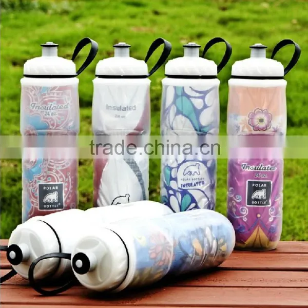 600ml PE Double-wall Plastic Outdoor Cool Keeping Sport Water Bottle Factory Price photo-4