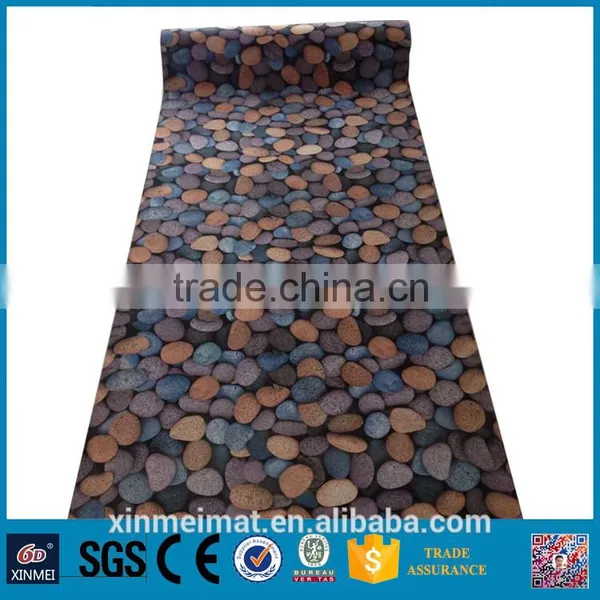 Cobblestone Printed Brushed Fabric Pvc Carpet Roll photo-6