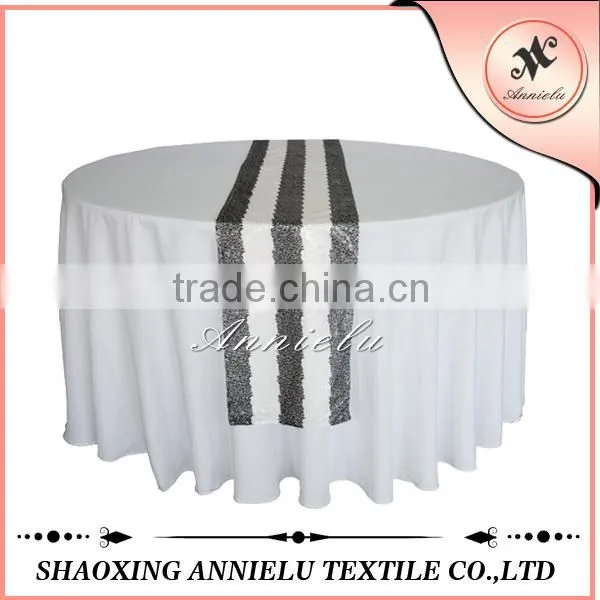 100%Polyester black stripe sequin table runner cheap table runners