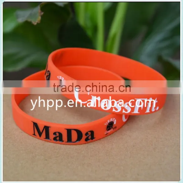 Personalized Logo Mada Crossfit Silicone Rubber Wristband Bracelet Quality Choice photo-3