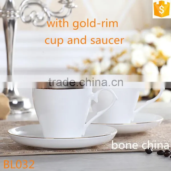 With Gold-rim Coffee Cup and Saucer Bone China Tea Cup and Saucer