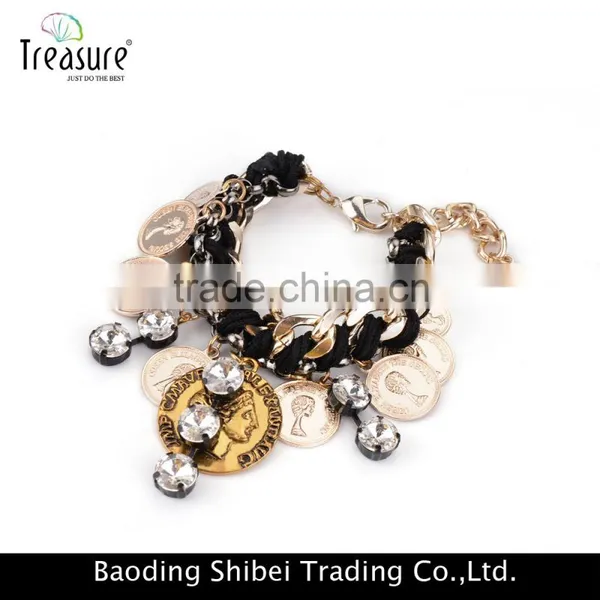 Handmade Gold Plating Alloy Cion Shape Charm Bracelet Jewelry for Women Wholesale 2016 photo-2