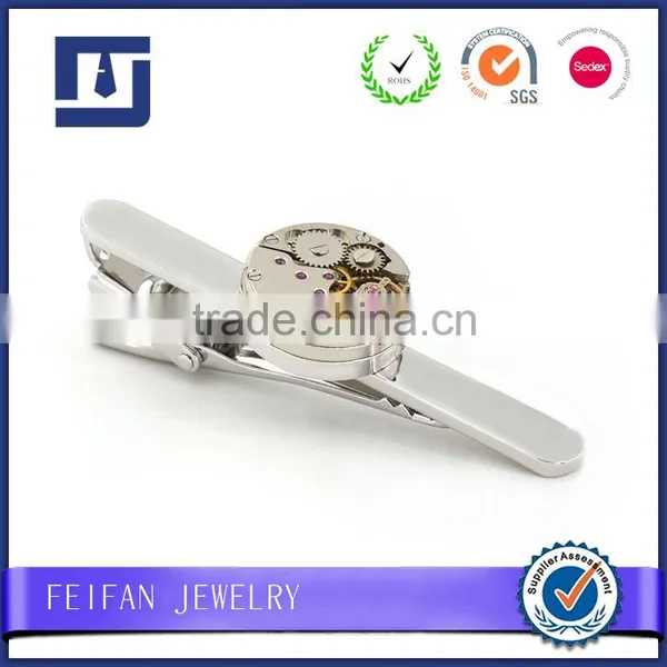 High Quality Tie Clips Jewelry Type Silver Plating Watch Movement Cufflinks photo-3