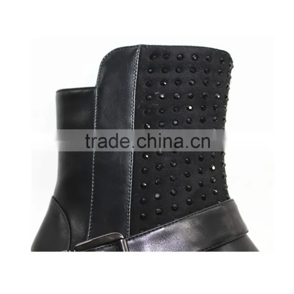 Black Quality PU Italian Winter Leather Boots Women photo-2