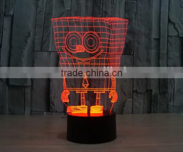 3D Optical Night Light Sponge Baby 7 RGB Light Colors 10 LEDs AA Battery or DC 5V Mixed Lot photo-3