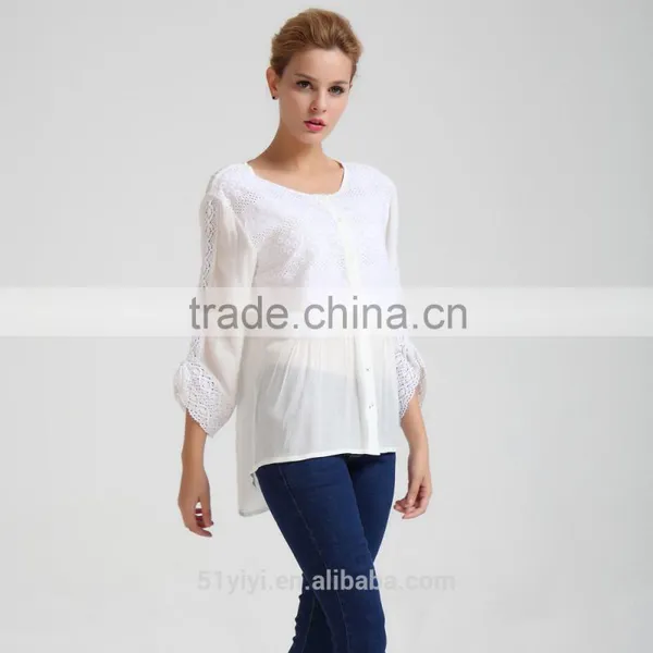 Women Crochet Front Opened Buttoned Shirt photo-2