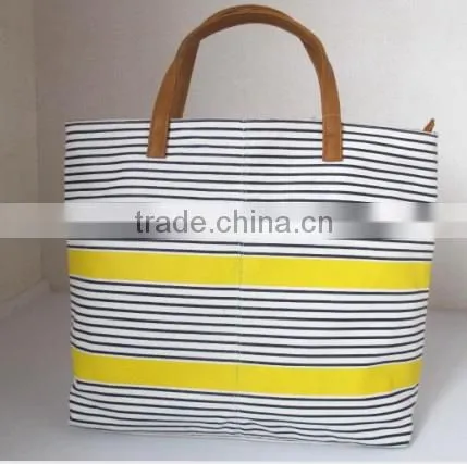 Wholesale Printed Canvas Bag With Leather Trim photo-2