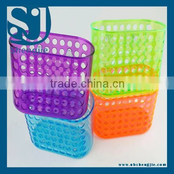 Trade Assurance Plastic Suction Cup Bathroom Basket /holders/shelf/PLASTIC BASKET Bathroom Basket With Handle photo-3