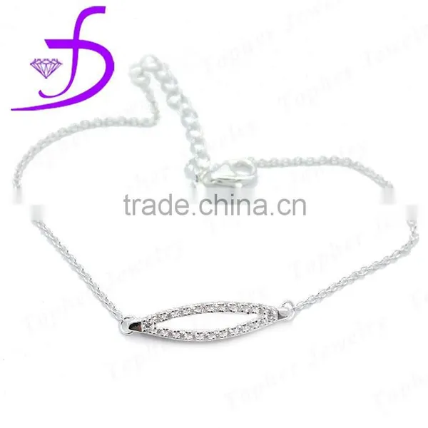 Wholesale Micro Pave Setting Zircon 925 Silver Charm Bracelet
